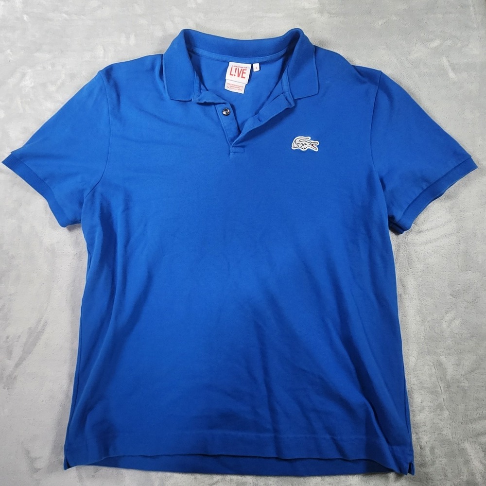 Lacoste polo Men Blue Size 6 Short Sleeve Cotton Shirt Lacoste Polo 6